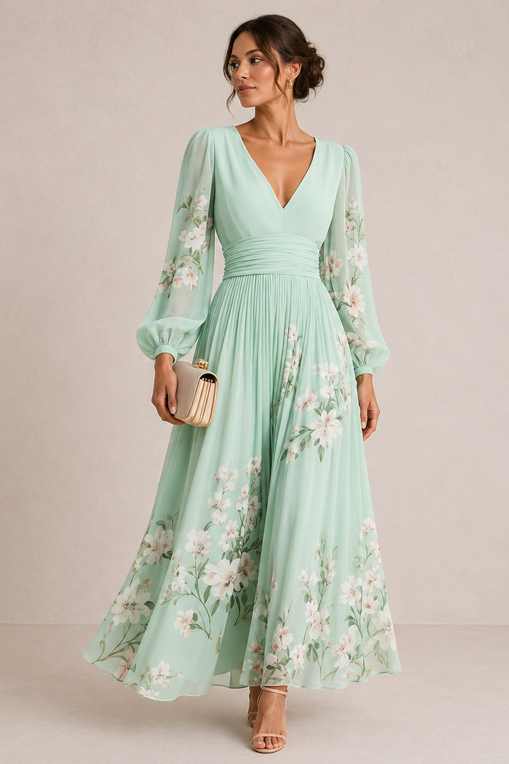 VENIRA | Abito Floreale Verde | Collection