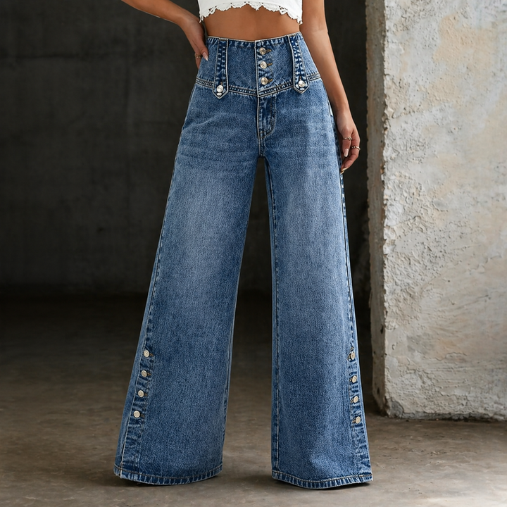 Mia | Jeans taille haute fendus