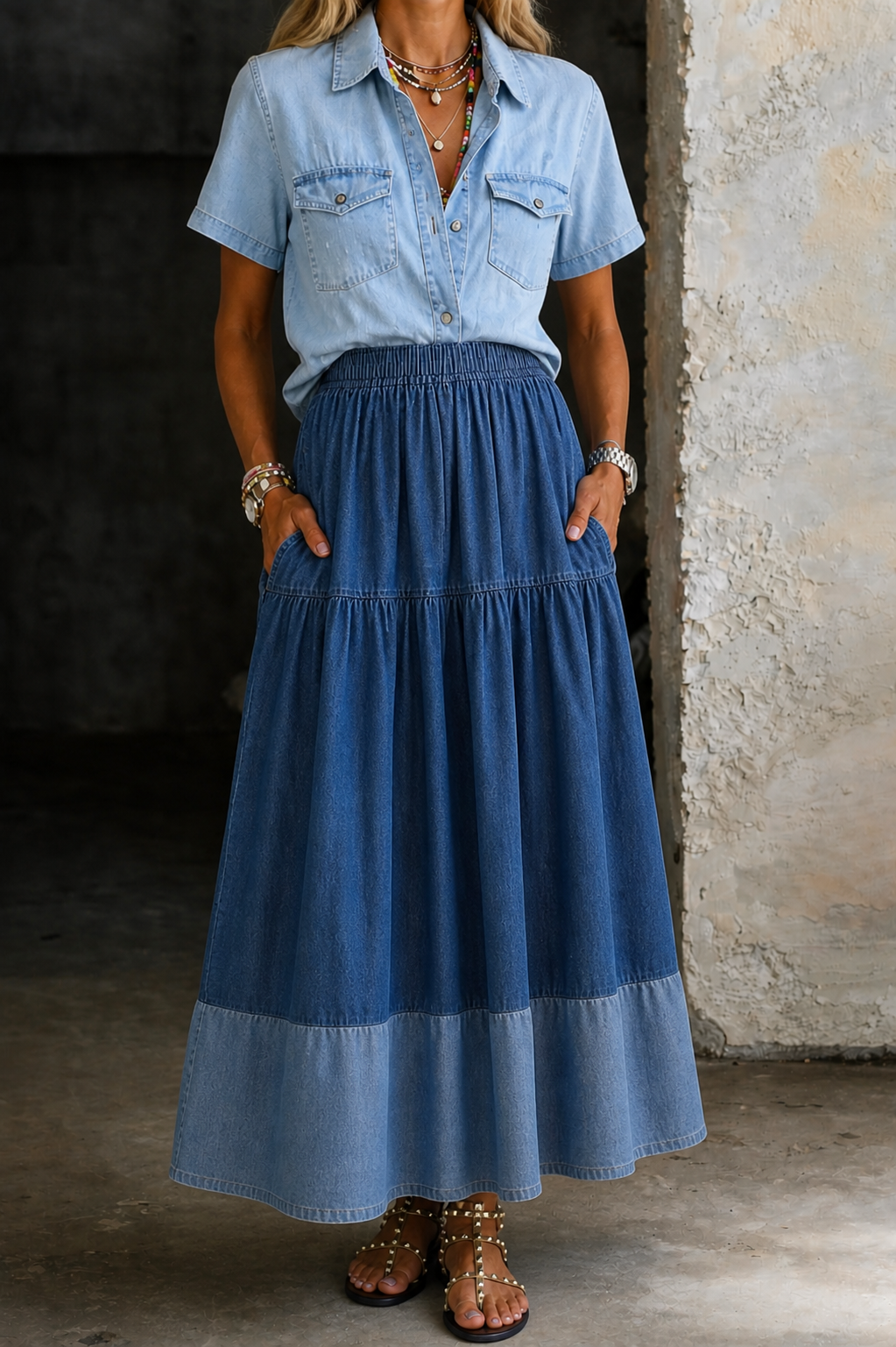 Sarah | Elastic Waist Denim Skirt | Heritage