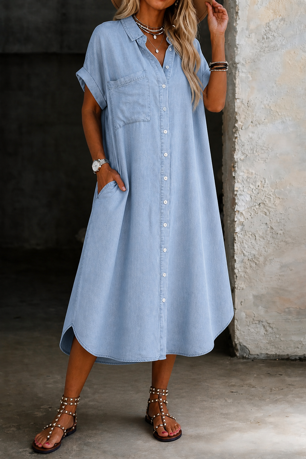 Karen | Lightweight Denim Style Shirt Dress | Artisan