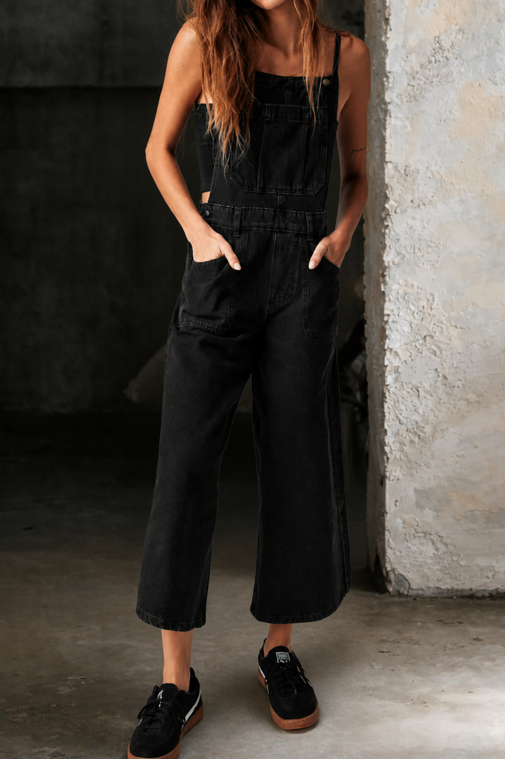 Elizabeth | Wide Leg Suspender Jumpsuit | Gallery
