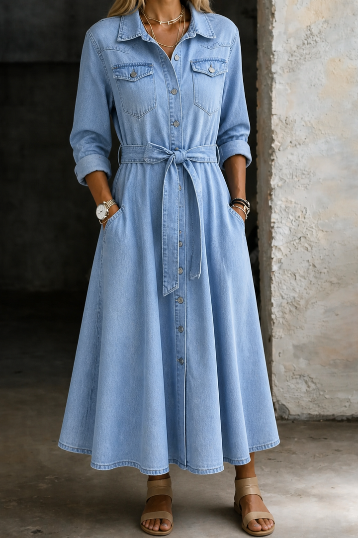 Luna | Long Sleeve Denim Dress | Brand