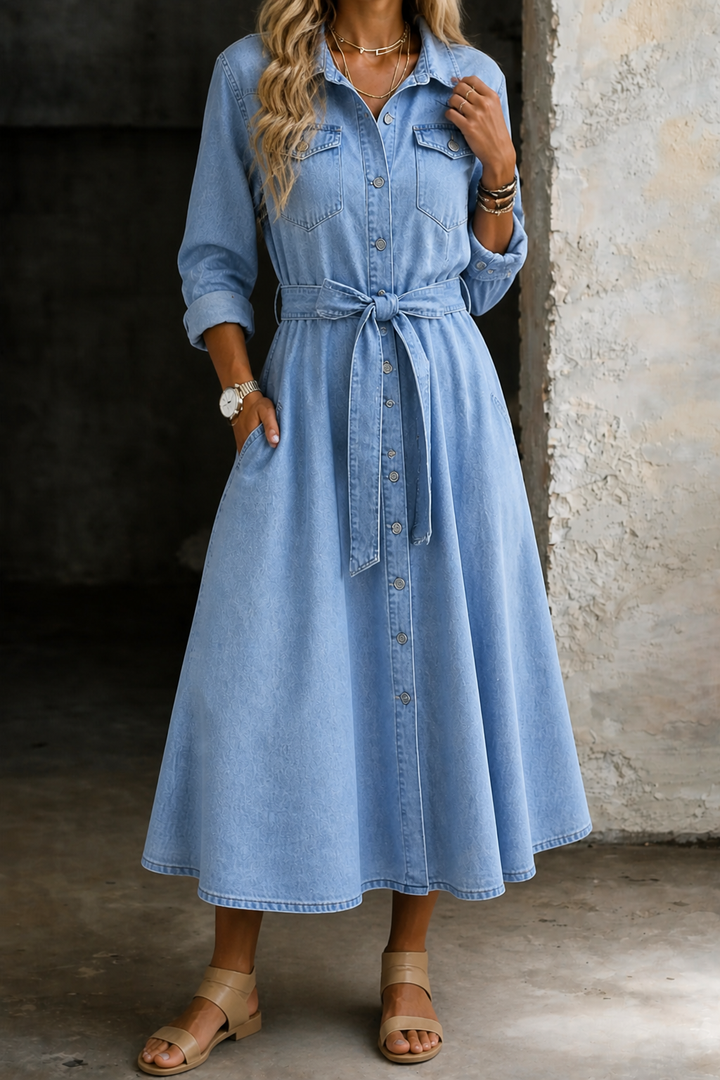 Luna | Long Sleeve Denim Dress | Brand
