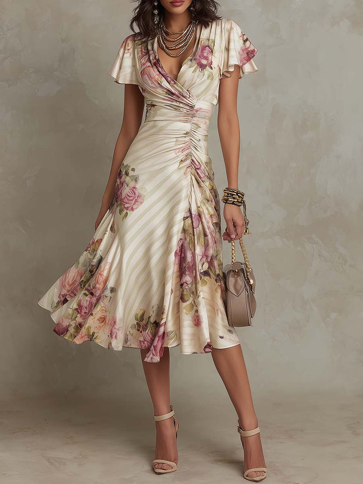 Alba | Robe Midi Élégante à Fleurs Froncée | Marque