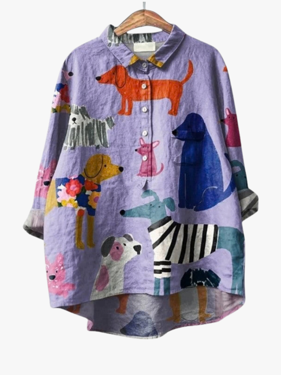 MOREAU LYON | BLOUSE MOTIFS CHIENS POUR FEMMES | Artisan