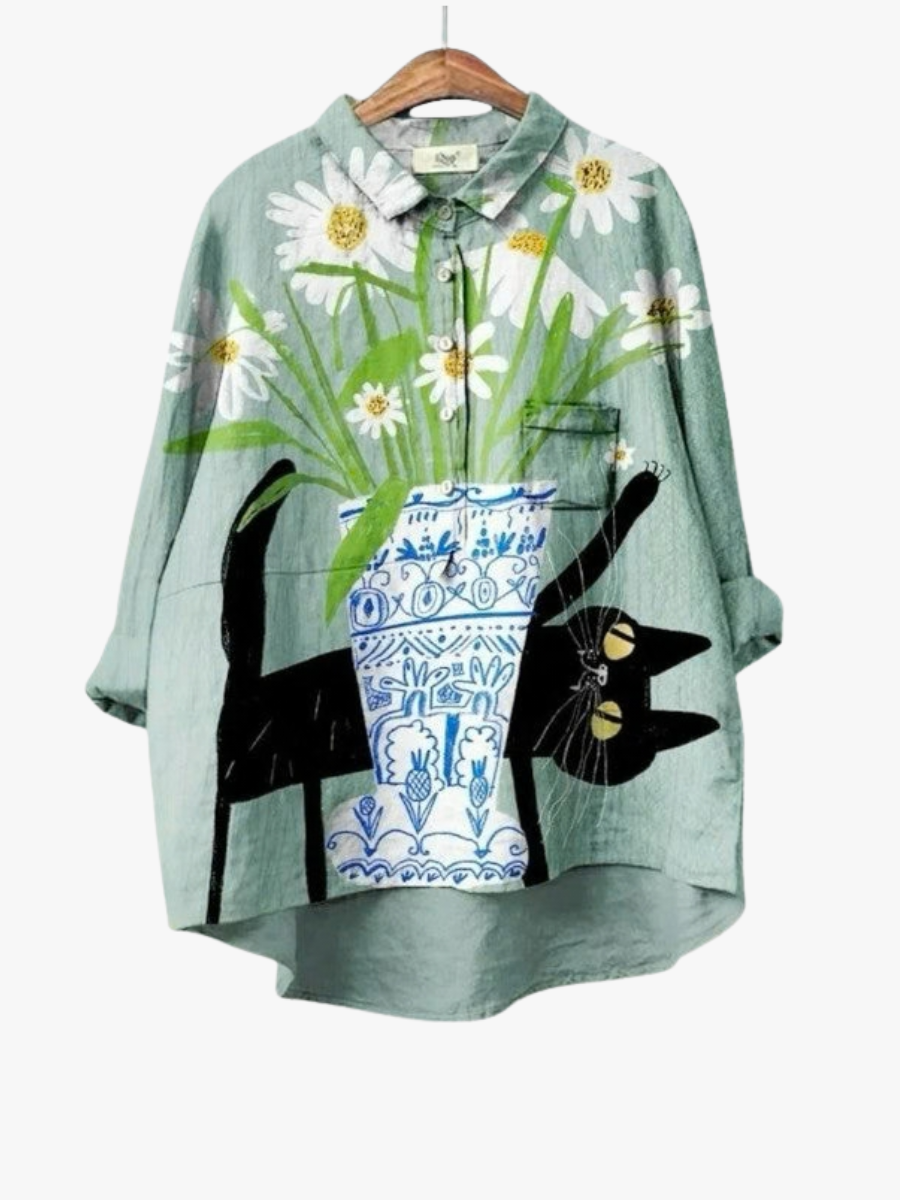 MOREAU LYON | BLOUSE CHAT FLEURI POUR FEMMES | Design