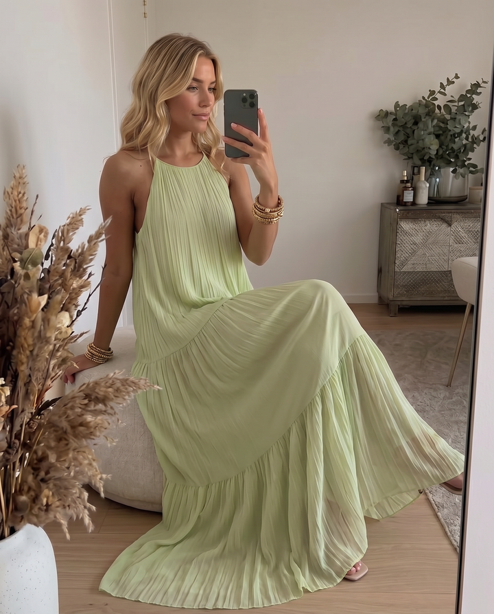 LIVIA | Maxi Abito Boho Verde Pistacchio | Boutique
