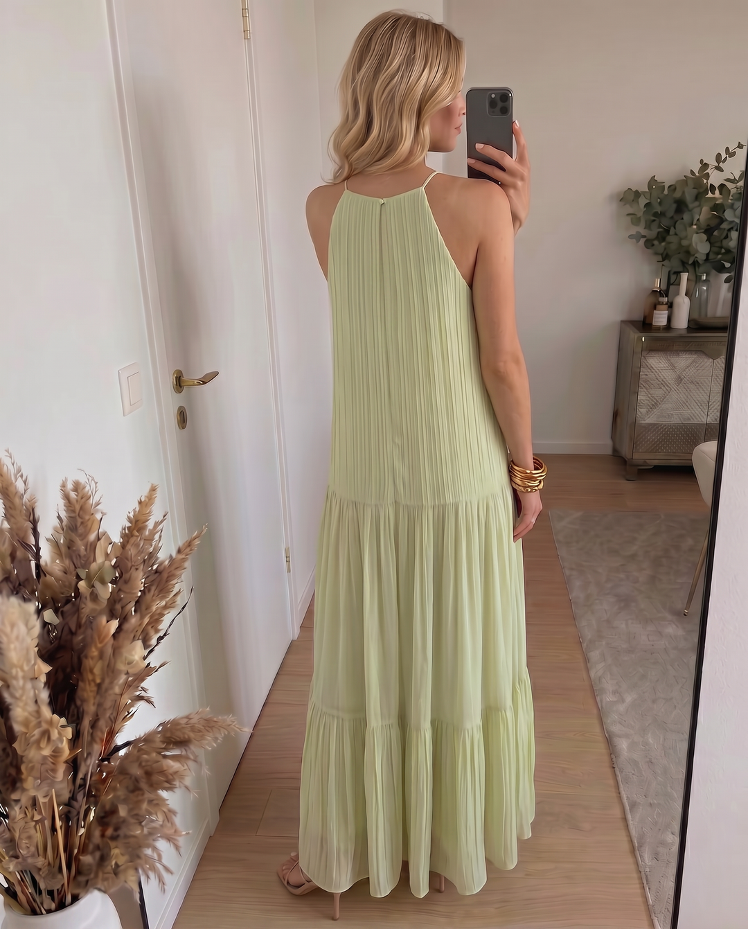 LIVIA | Maxi Robe Boho Vert Pistache | Boutique