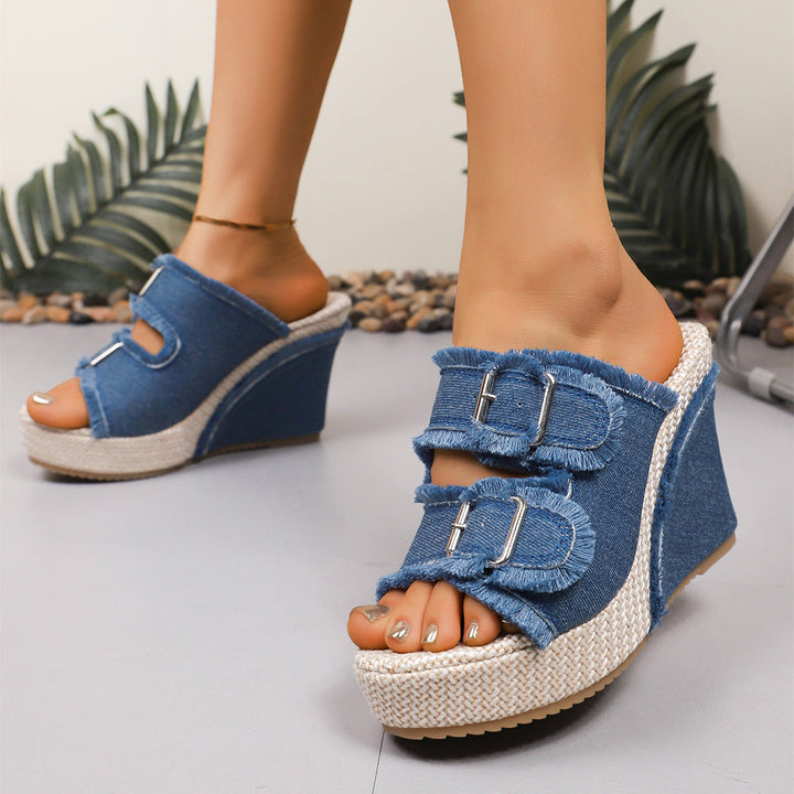 Atelier | Fray Edge Wedge Sandals | Label