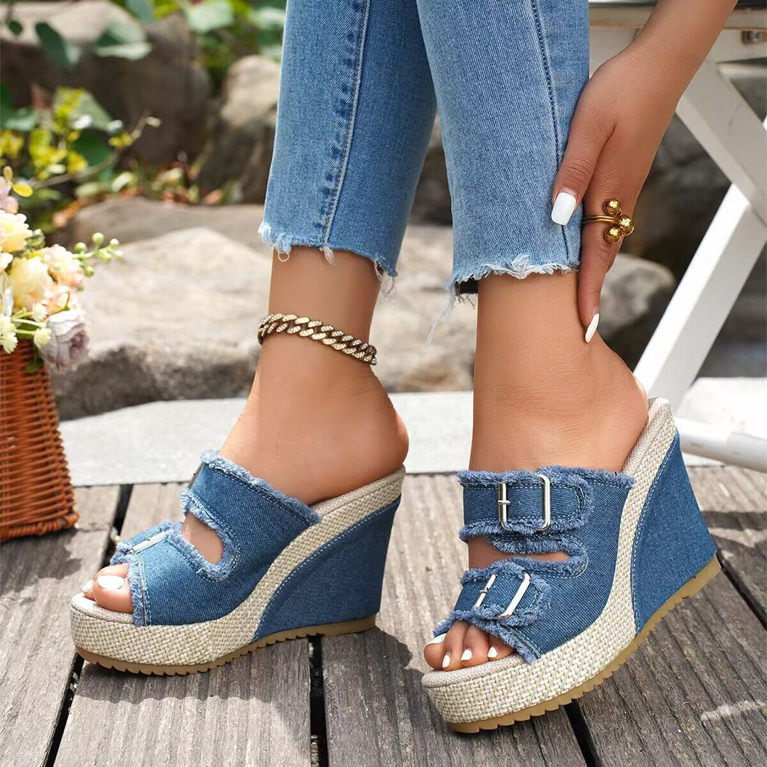 Atelier | Fray Edge Wedge Sandals | Label