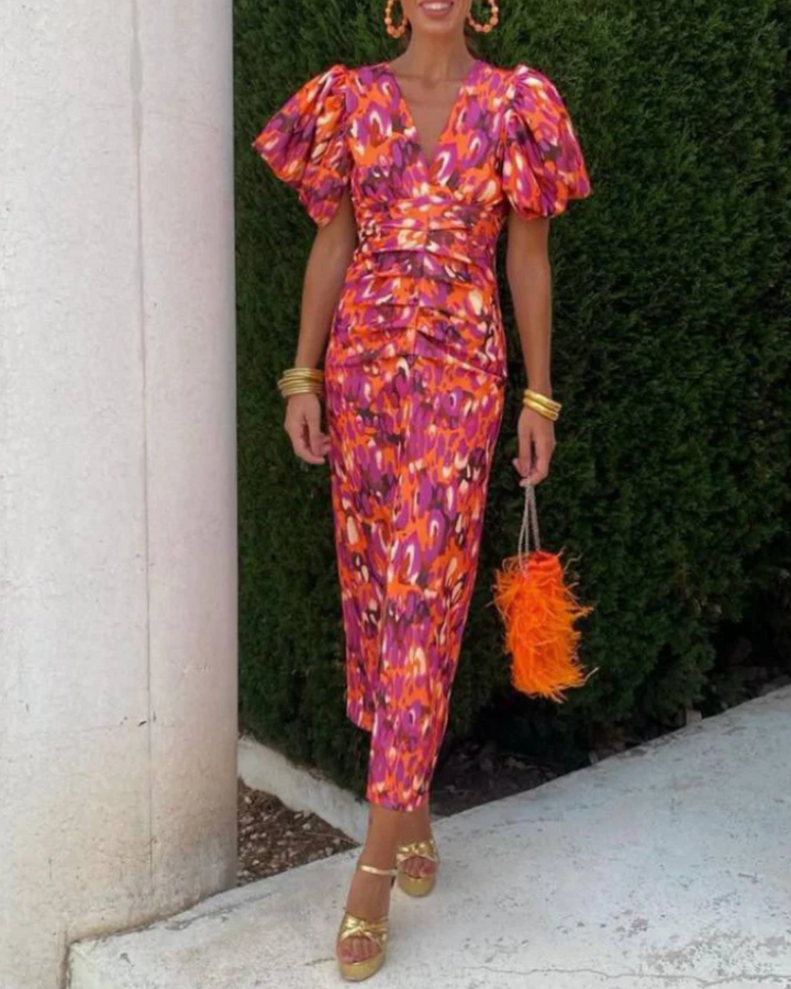 Amelia™ | Robe Midi Plissée Vivid | Boutique