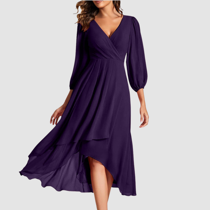 Mia™ Elegant V-neck Long Dress | Collection