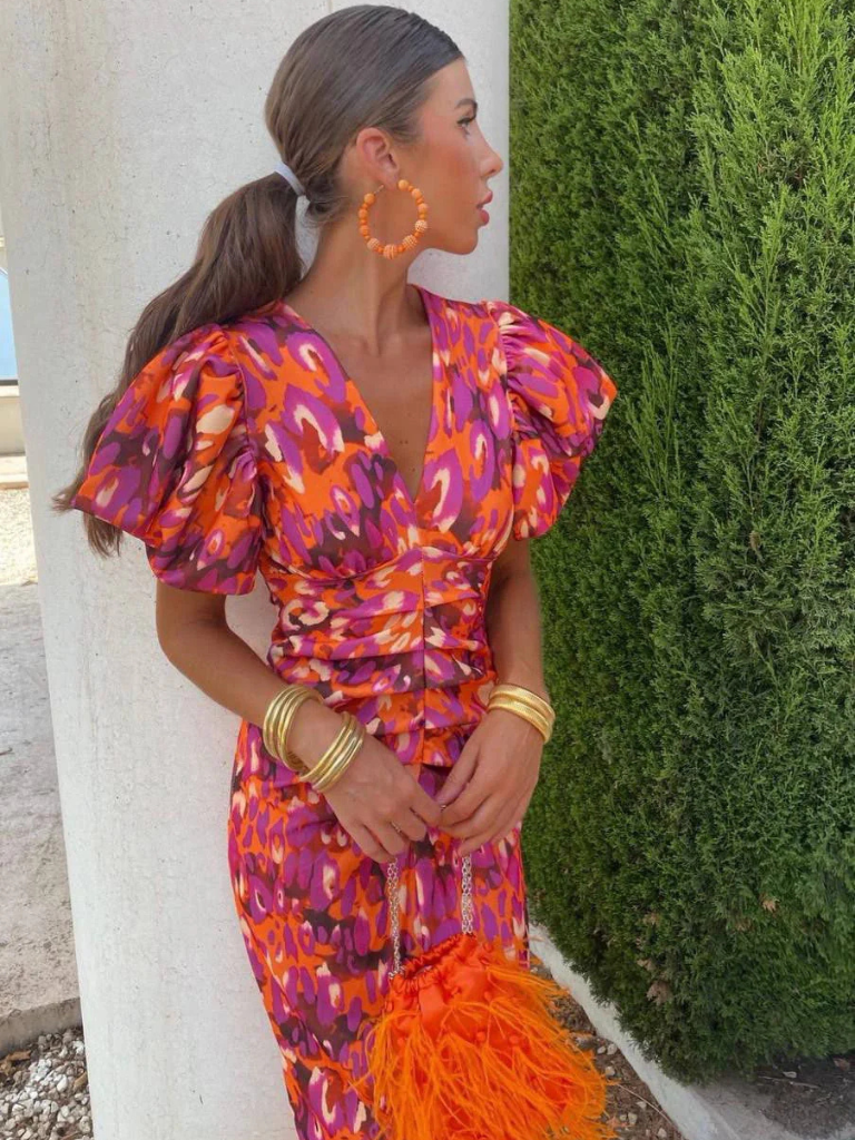 Amelia™ | Vivid Pleated Midi Dress | Boutique