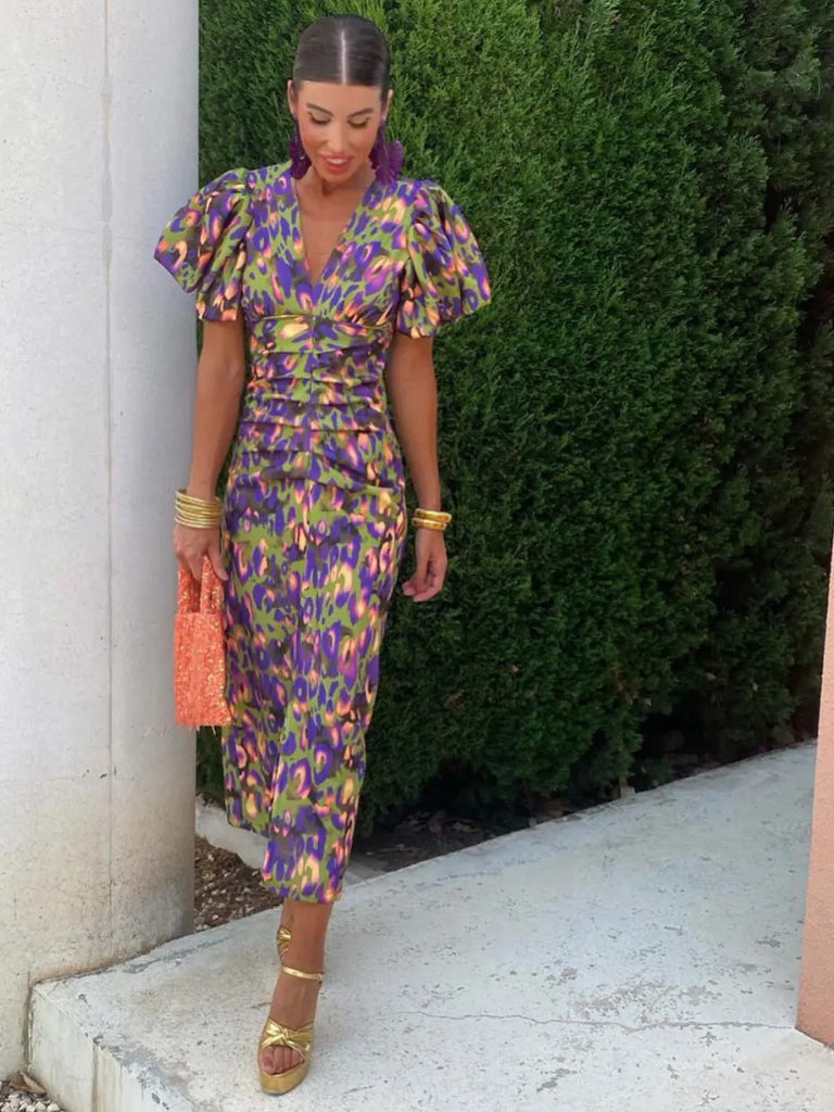 Amelia™ | Vivid Pleated Midi Dress | Boutique