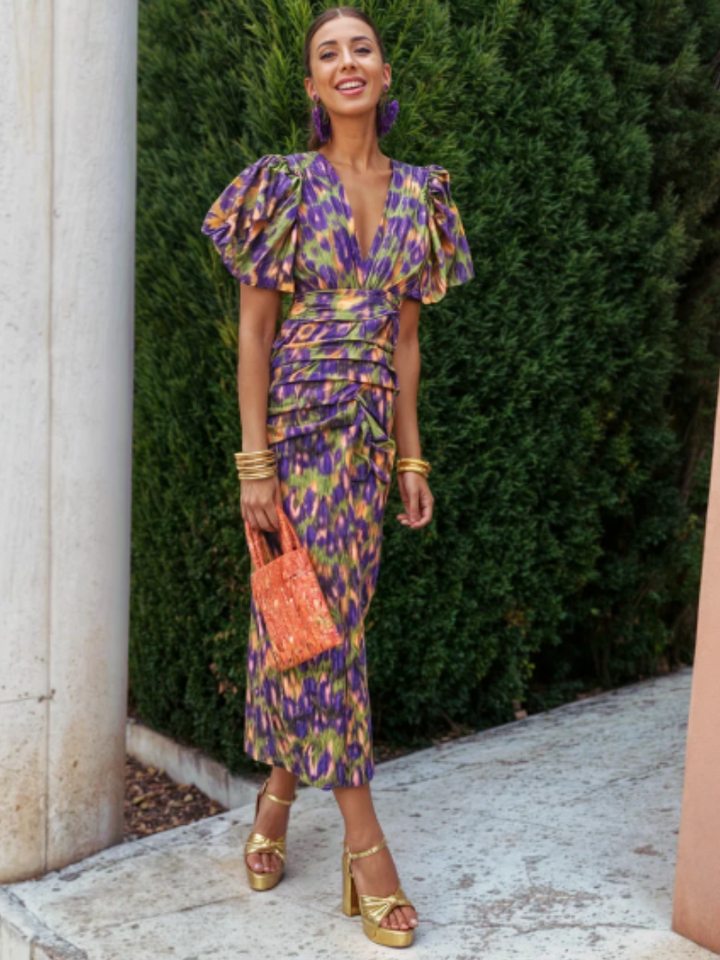 Amelia™ | Robe Midi Plissée Vivid | Boutique
