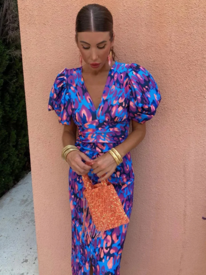 Amelia™ | Robe Midi Plissée Vivid | Boutique
