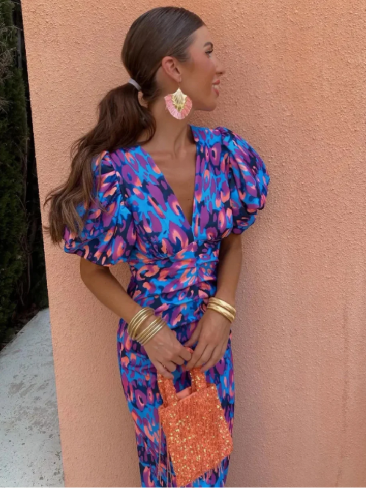 Amelia™ | Robe Midi Plissée Vivid | Boutique