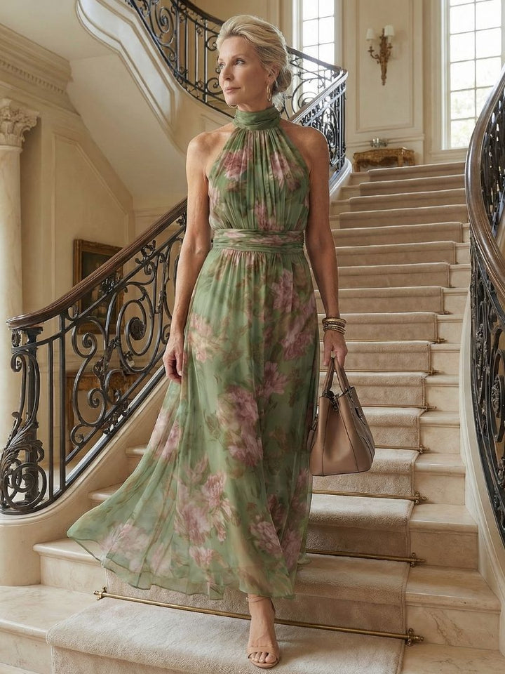 Mireille | Robe Midi Halter Froncée | Boutique