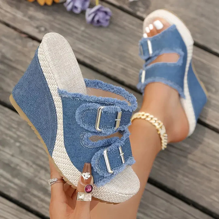 Atelier | Fray Edge Wedge Sandals | Label