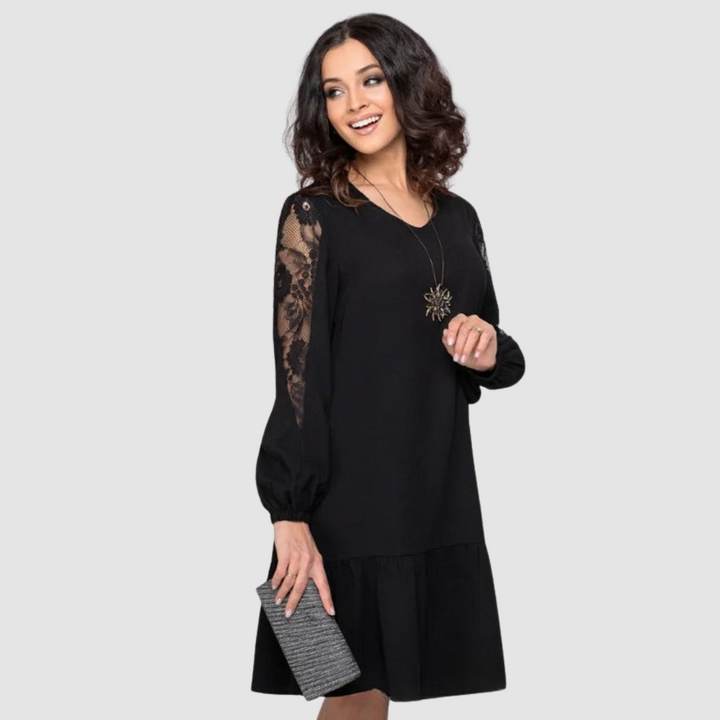 Mina™ Elegant Lace Sleeve Midi Dress | Craft