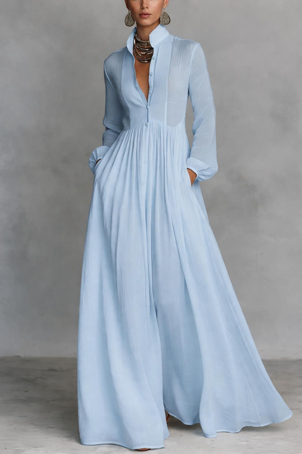 Serena | Robe Maxi Fluide à Boutons