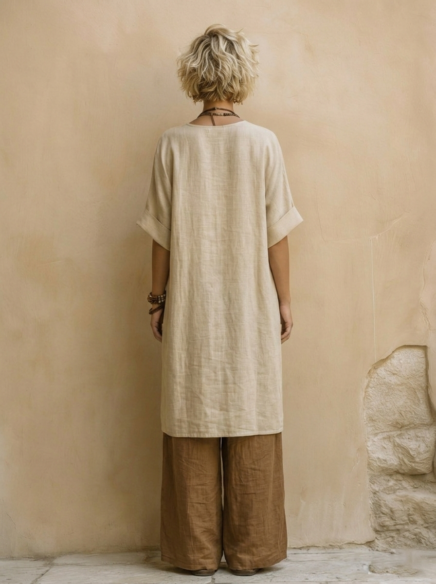 Giulia - Ensemble Nomade Bohème en Trois Pièces en Gris Foncé et Marron avec Motif Tribal | Original