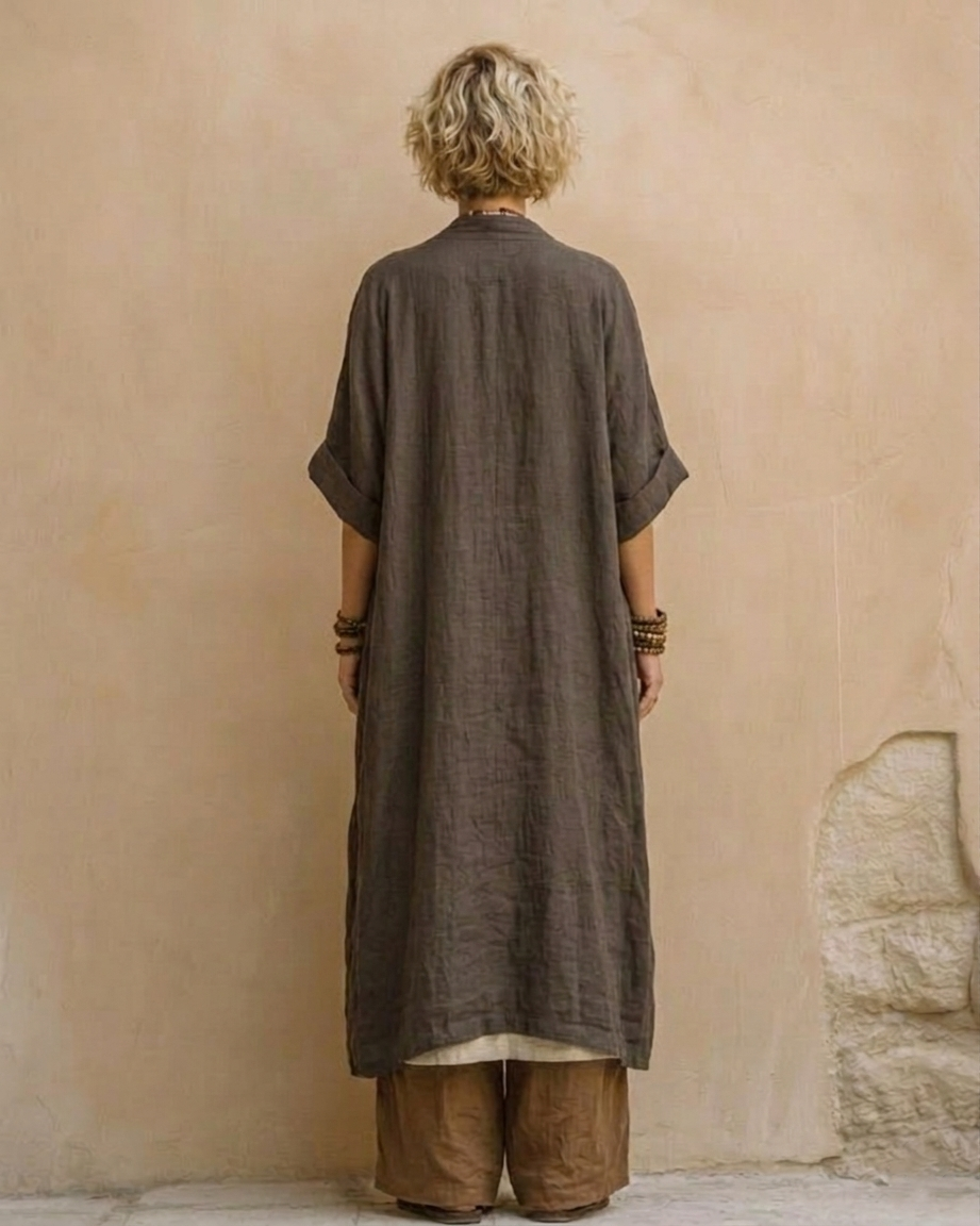 Giulia - Ensemble Nomade Bohème en Trois Pièces en Gris Foncé et Marron avec Motif Tribal | Original