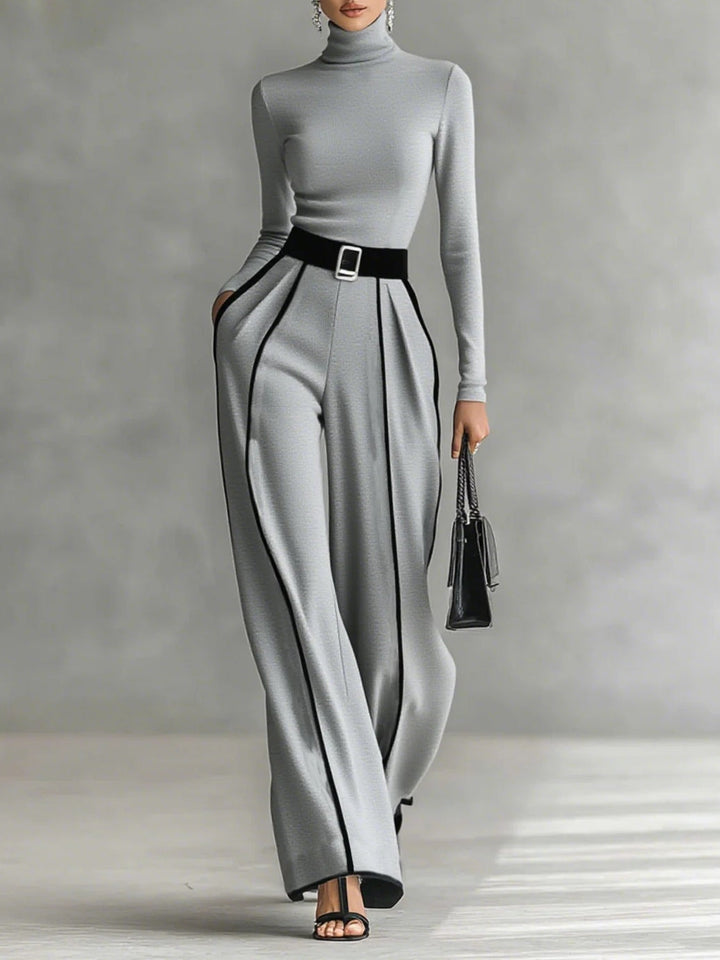 Solana - Ensemble à manches longues avec col roulé et pantalon large avec ceinture | Boutique