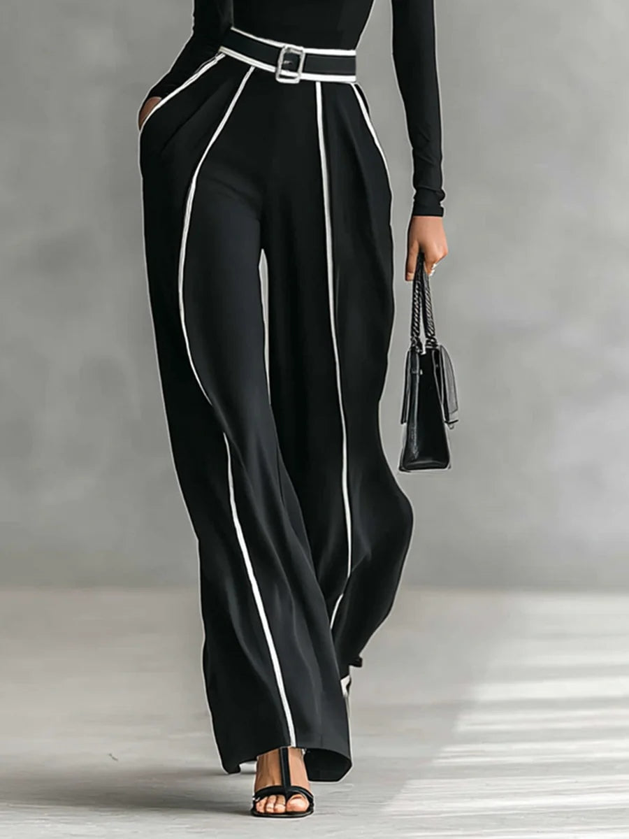 Solana - Ensemble à manches longues avec col roulé et pantalon large avec ceinture | Boutique