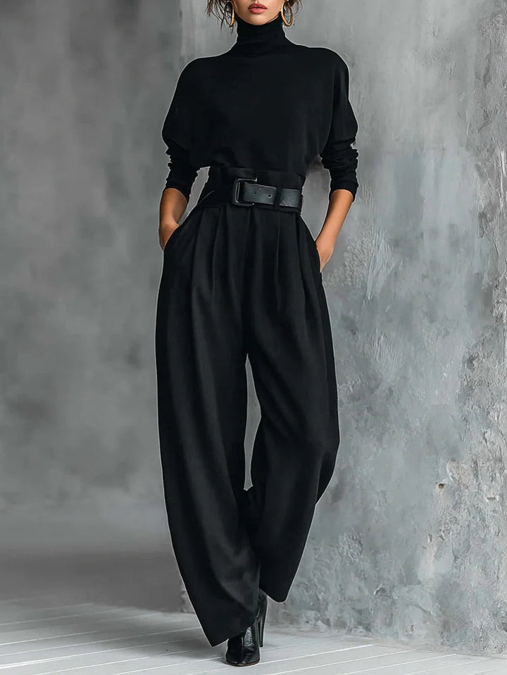 Lisa™ | Ensemble Noir 2 Pièces avec Ceinture | Boutique