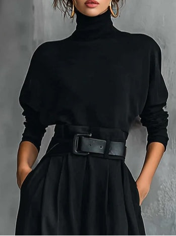 Lisa™ | Ensemble Noir 2 Pièces avec Ceinture | Boutique