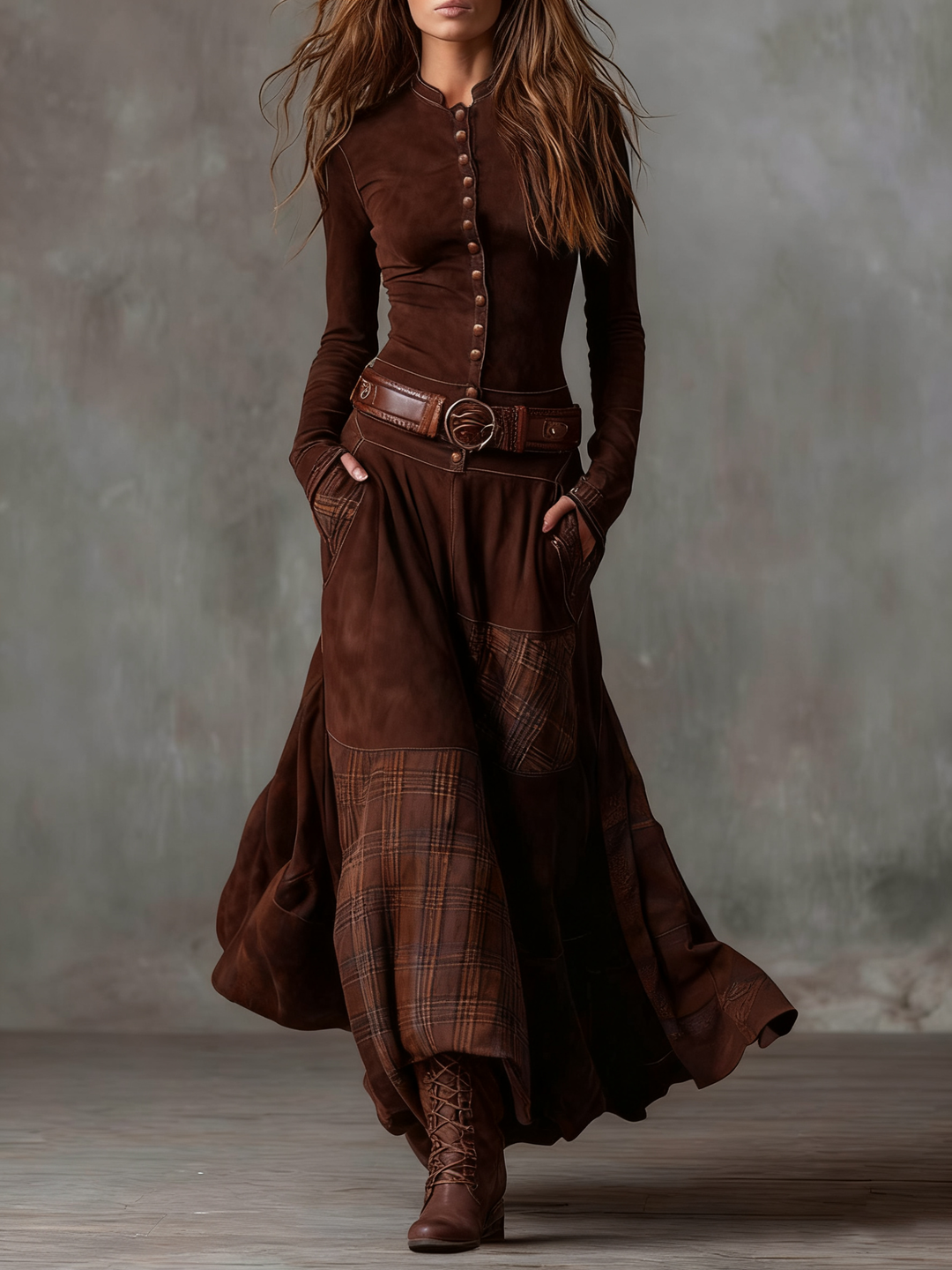 Robe Maxi en Suède Izabella™ + Ceinture Gratuite | Édition
