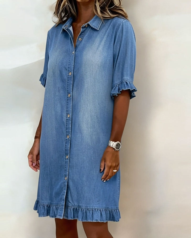 Belinda| Robe en denim confortable avec fronces flatteuses