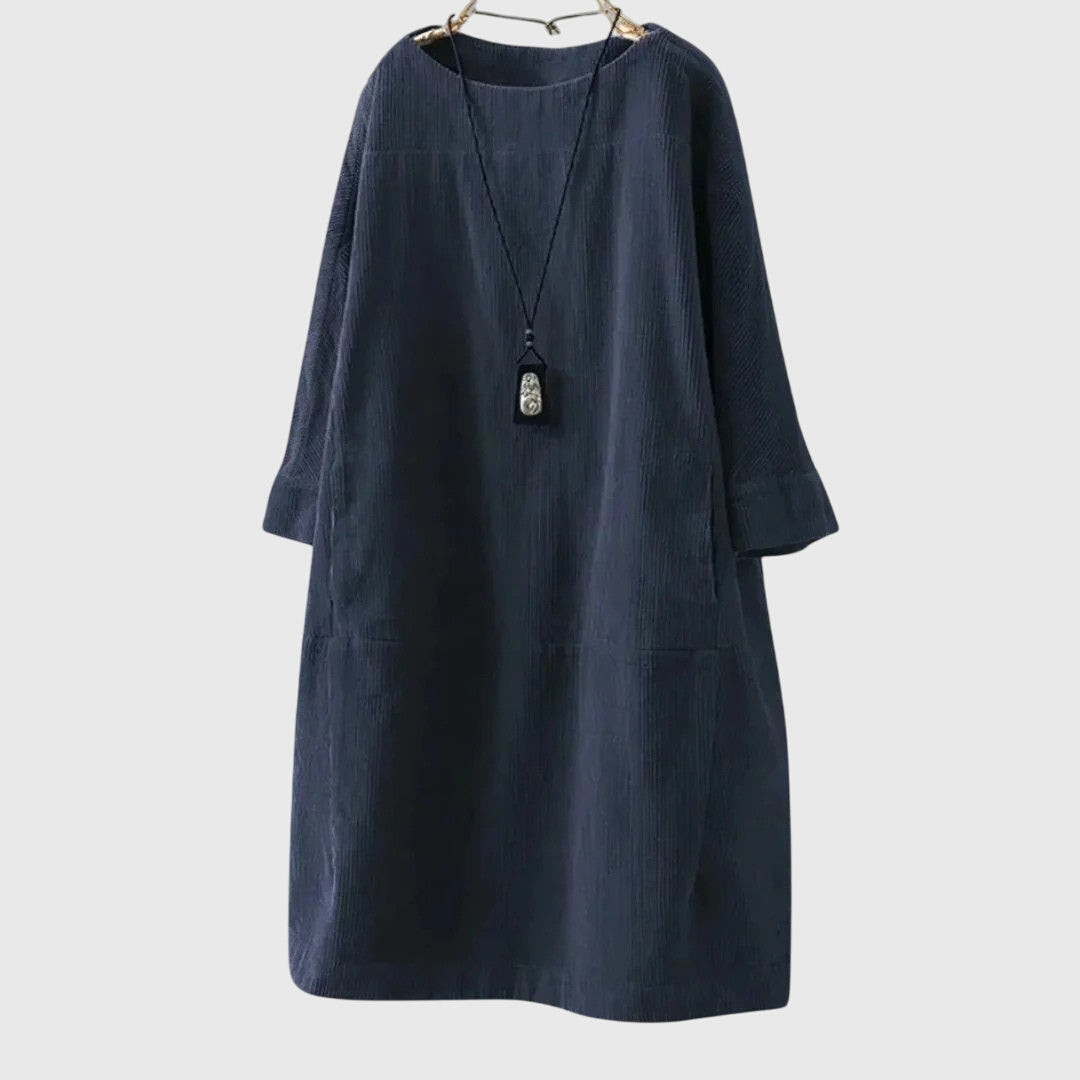 Marguerite | Robe Midi en Velours Côtelé Détendue