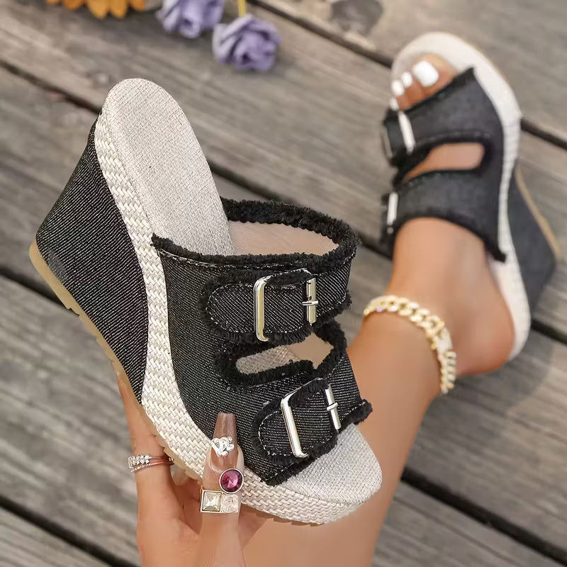 Atelier | Fray Edge Wedge Sandals | Label