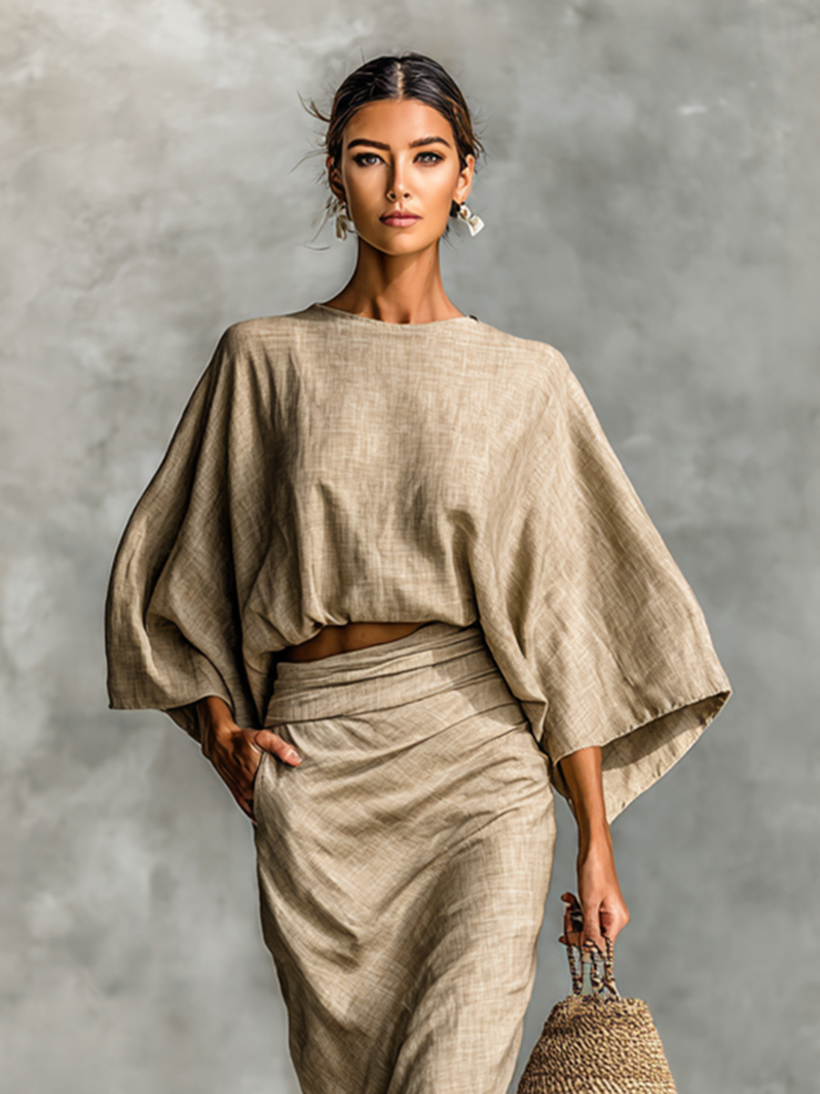 Selene | Soft Batwing Top and Maxi Skirt Two-Piece Set | Boutique