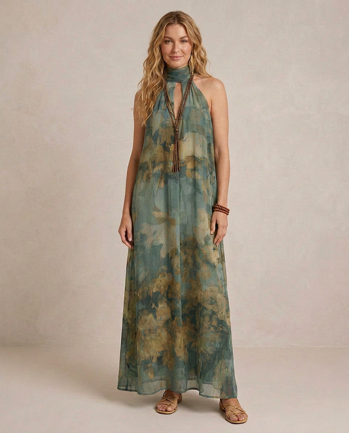 FLORA | Maxi Robe Chiffon Florale Boho | Studio