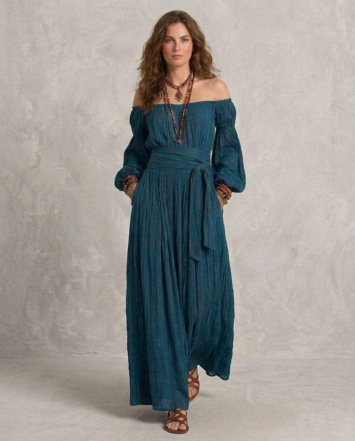 ARIANA | Maxi Robe Sans Épaules Teal | Style