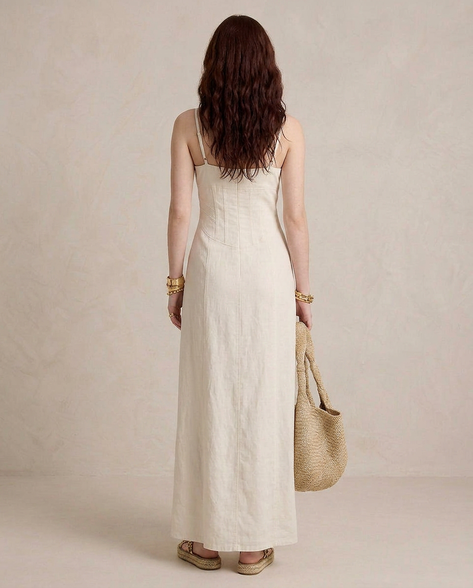 LUCIA | Maxi Abito Bianco con Spacco | Brand
