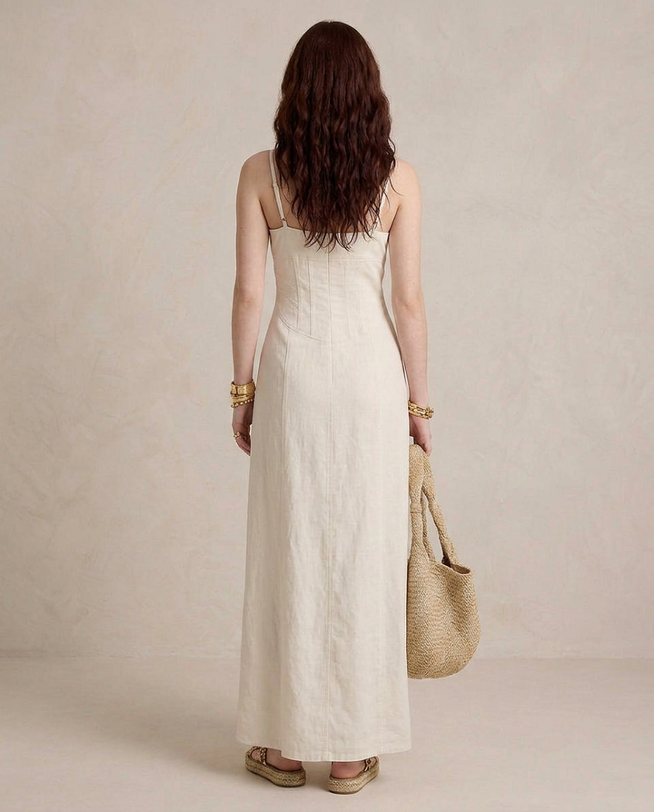 LUCIA | Maxi Abito Bianco con Spacco | Brand
