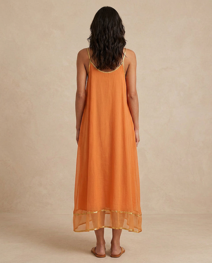 LILIANA | Abito Tulle Apricot con Lacci | Craft
