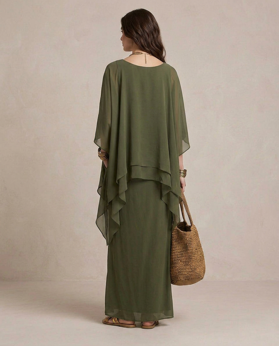 LIA | Maxi Abito Layered Verde Oliva | Label