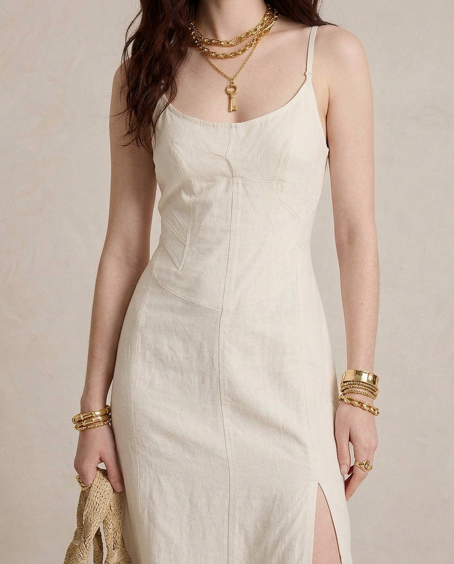 LUCIA | Robe Maxi Blanche avec Fente | Marque