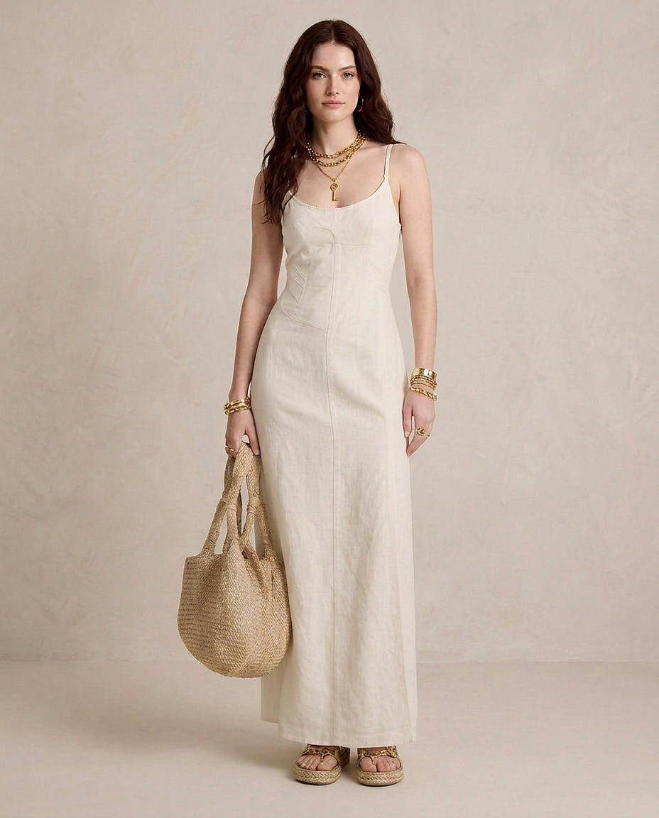 LUCIA | Maxi Abito Bianco con Spacco | Brand