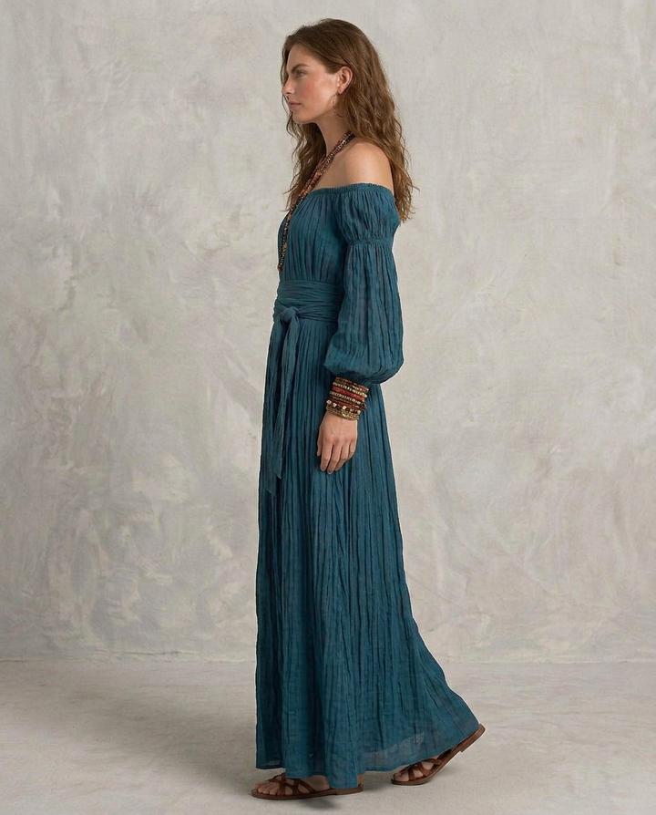 ARIANA | Maxi Robe Sans Épaules Teal | Style