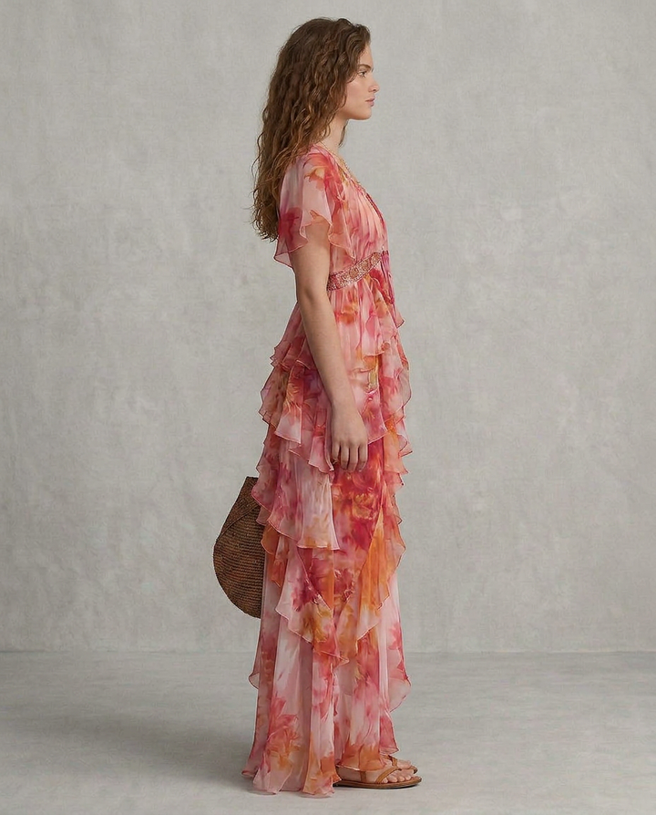 LUNA | Robe Boho Fleurie avec Volants | Exclusif