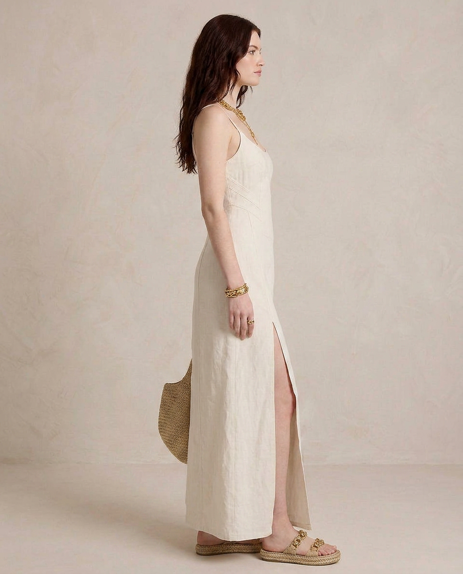 LUCIA | Robe Maxi Blanche avec Fente | Marque