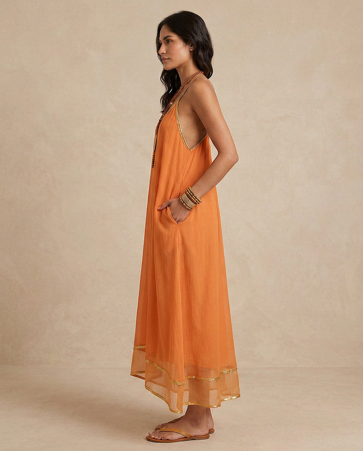 LILIANA | Abito Tulle Apricot con Lacci | Craft