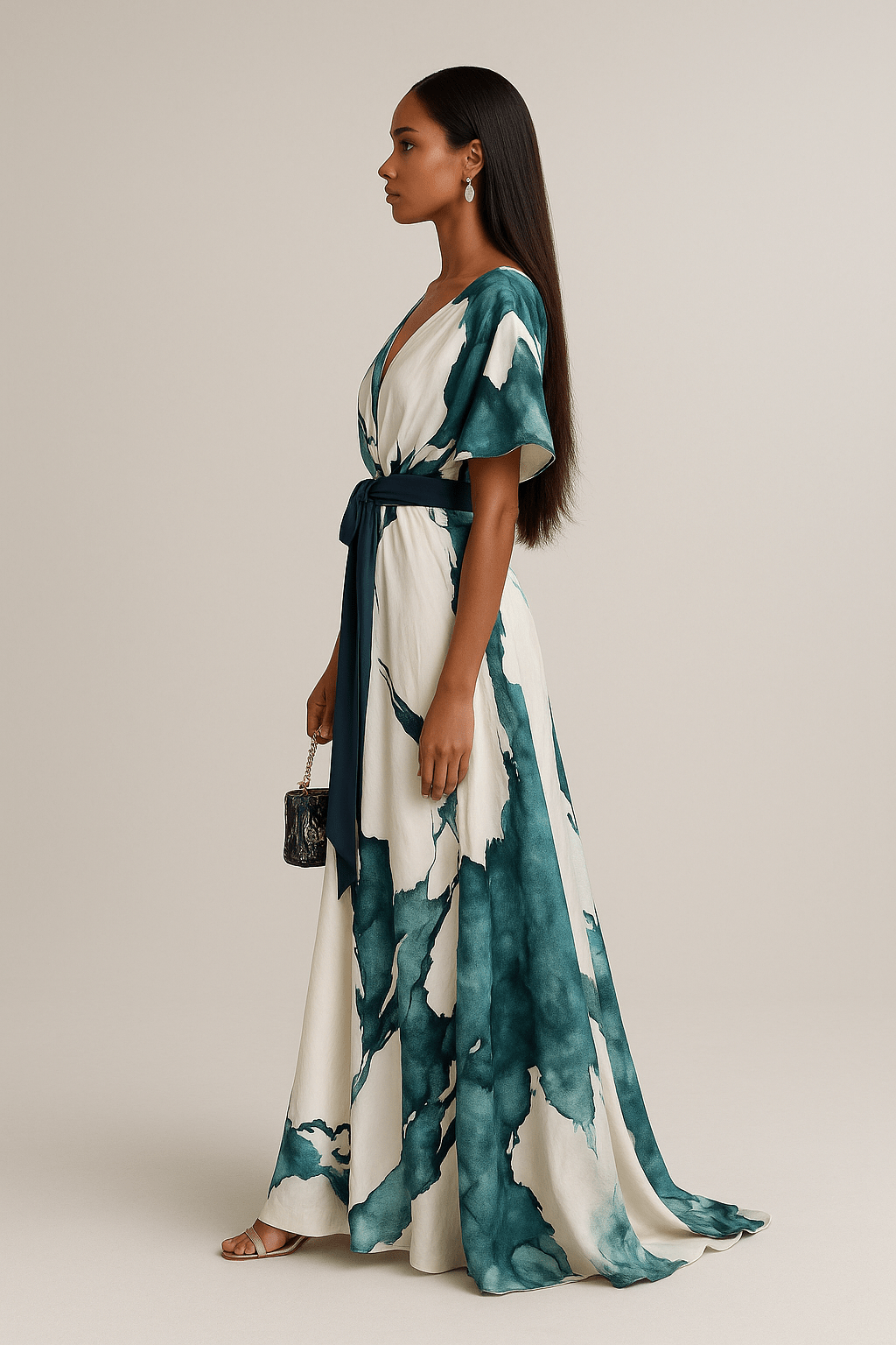Nayla | Robe maxi avec imprimé aquarelle