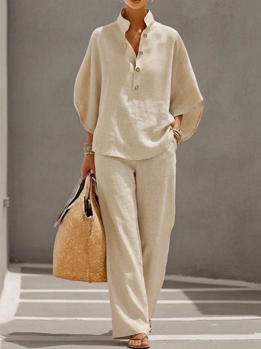 Ensemble printemps décontracté – chemise & pantalon large